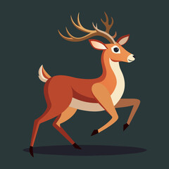 Running Deer Vector Illustration