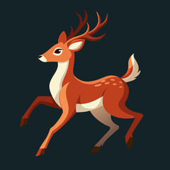 Running Deer Vector Illustration
