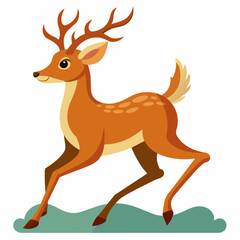 Running Deer Vector Illustration