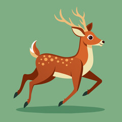 Running Deer Vector Illustration