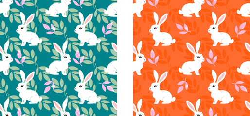 Obraz premium Two different colored rabbit patterns