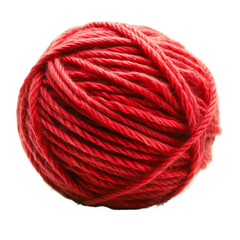 Ball with red yarn and thin rope isolated on transparent background With clipping path. cut out. 3d render