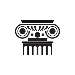 Classic column capital black line icon, ancient construction decoration vector illustration