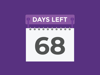 68 days to go countdown template. 68 day Countdown left days banner design. 68  Days left countdown timer