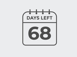 68 days to go countdown template. 68 day Countdown left days banner design. 68  Days left countdown timer