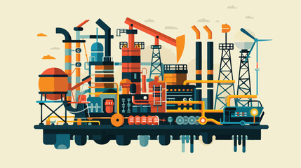 Illustration of the oil industry oil icons vector illustration