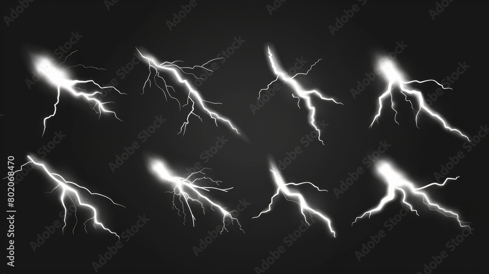 Poster the lightning strikes animation sprite sheet, thunderbolt sequence frame vfx effect. isolated sparki