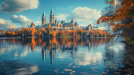 Ottawa Canada capital city with historic Parliament Hill
