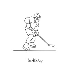 One continuous line drawing of Ice Hockey sports vector illustration. Ice Hockey sports design in simple linear continuous style vector concept. Sports themes design for your asset design illustration