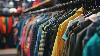 Vibrant Clothing Options in a Busy Retail Store Generative AI