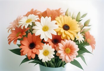 Gift bouquet of beautiful Flowers on white background. Bunch of Flowers.