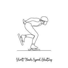 One continuous line drawing of Short Track Speed Tracking vector illustration. Short Track Speed Tracking design in simple linear continuous style vector concept. Sports themes design for your asset.