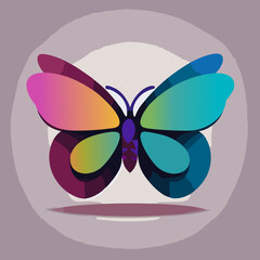 Butterfly icon. Vector illustration of colorful gradient dragonfly.