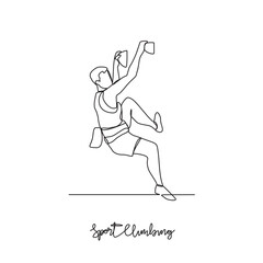One continuous line drawing of climbing sports vector illustration. climbing sports design in simple linear continuous style vector concept. Sports themes design for your asset design illustration.
