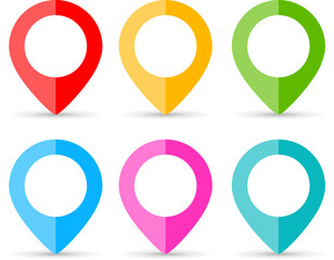 Location vector markers, map pin buttons set