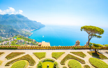 Breathtaking view to Amalfi coast from Ravello town, Italy