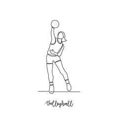 One continuous line drawing of Volleyball sports vector illustration. Volleyball sports design in simple linear continuous style vector concept. Sports themes design for your asset design vector.