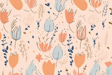 Floral background with a pastel color palette, modern advertising, design, and social media trends
