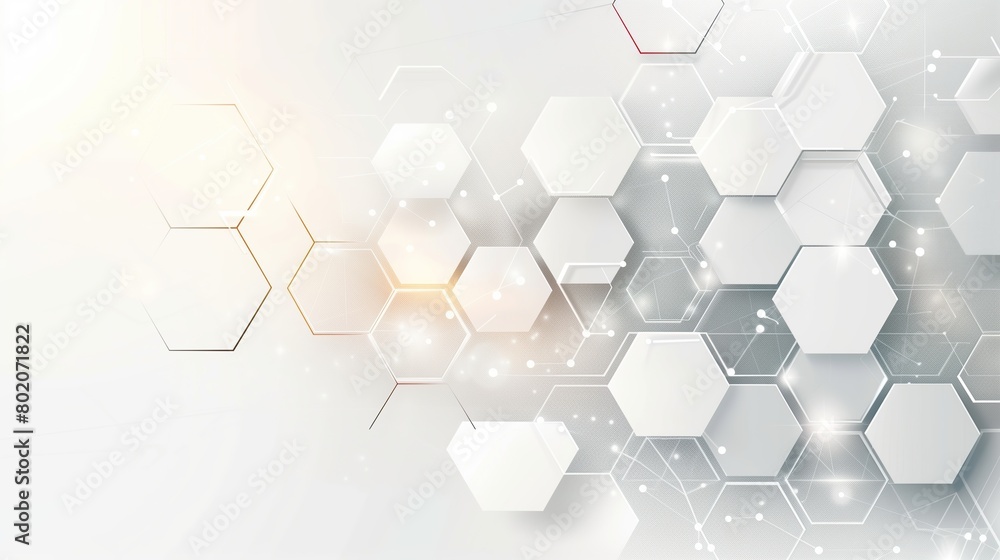 Wall mural white background with a pattern of hexagons all different sizes and are arranged in a way that creat