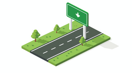 Isolated isometric green road sign design Vectot styl