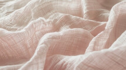 Crinkled linen in a delicate shade of blush pink adds a subtle and elegant texture to any design