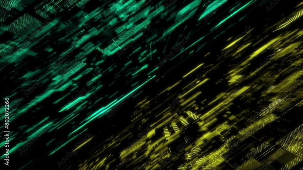 Poster future digital cyberspace with moving particles. sorting and analysis digital data. technology matri