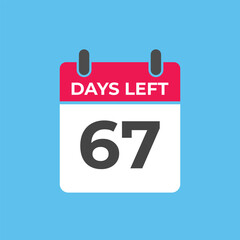 67 days to go countdown template. 67 day Countdown left days banner design. 67  Days left countdown timer