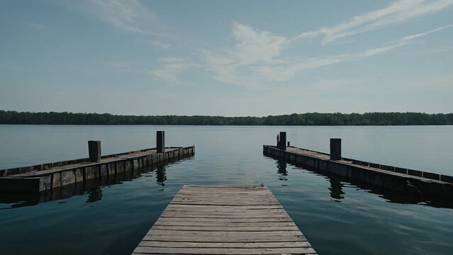 Dock Amidst Tranquil Waters: A Serene Perspective, ai generated