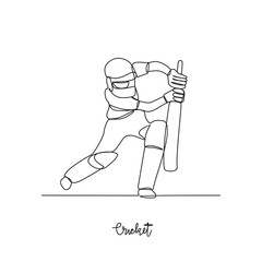 One continuous line drawing of Cricket sports vector illustration. Cricket sports design in simple linear continuous style vector concept. Sports themes design for your asset design illustration.