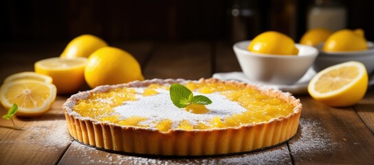 Lemon tart with powdered sugar