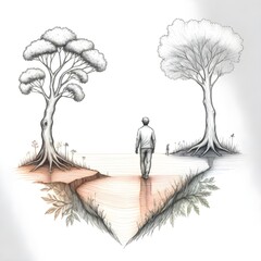 Connection with nature, ecology man and nature concept