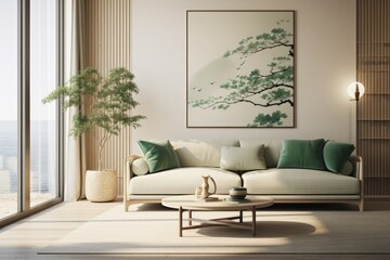 A living room filled with furniture and a painting