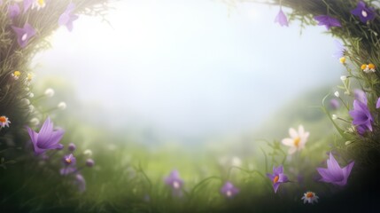 Spring flowers portal background with copyspace.