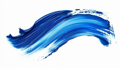 A bold blue paintbrush stroke against a white background, creating a dynamic texture that can be used in various design applications, from cosmetics to interior decorating