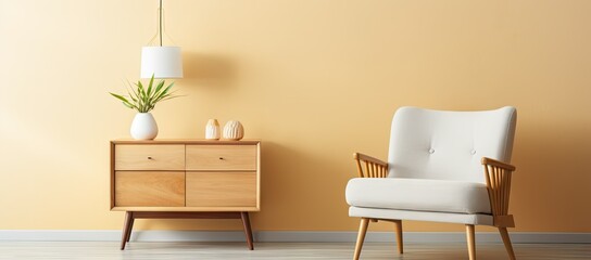 Chair and cabinet in a room