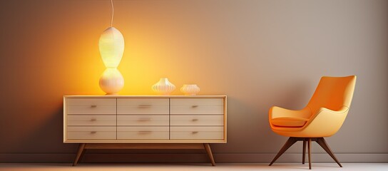 Room with dresser, chair, and lamp