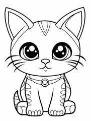 Obraz premium Cute Kitten with Big Eyes Coloring Page