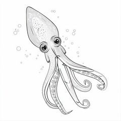 Cute Squid Coloring Page