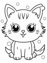 Fototapeta premium Cute Fluffy Kitten Drawing