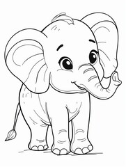 Sweet Elephant Drawing for Coloring Page