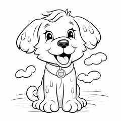 Obraz premium Cheerful Dog in Rainy Day Drawing