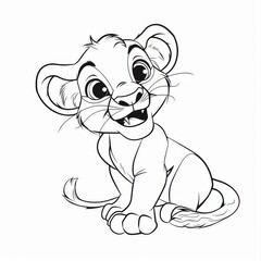 Playful Lion Cub Coloring Page