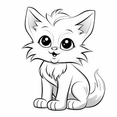 Fototapeta premium Cute Kitten Illustration with Clear Lines