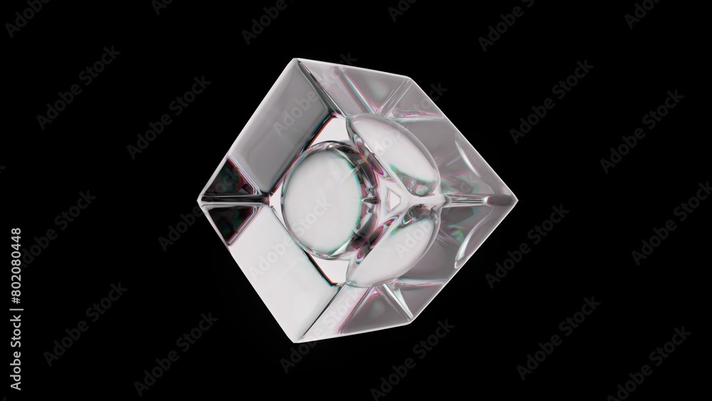 Poster 3d render of transparent cube with spheres inside