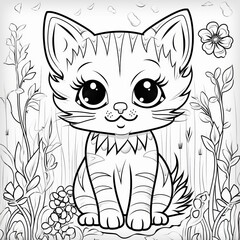 Adorable Kitten Drawing with Whiskers