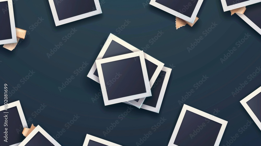 Poster template for a photo frame collage album with a transparent background. image of a photo memory and 