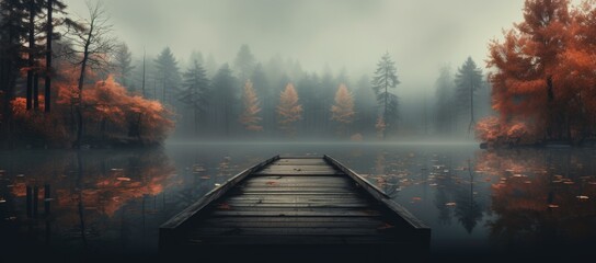 Dock amidst lake and trees