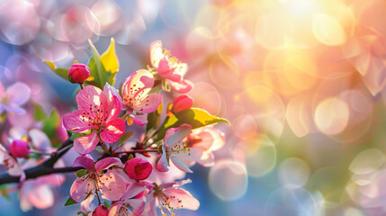 Branch of beautiful blossoming tree on spring day