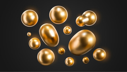 Vector 3d gold liquid blobs.