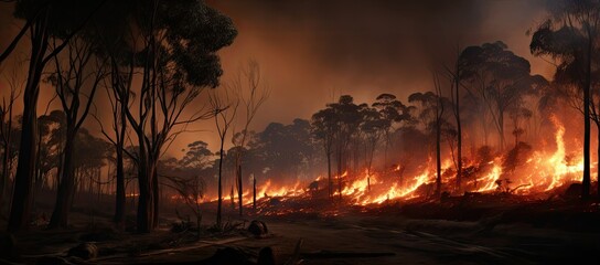 Forest engulfed in flames